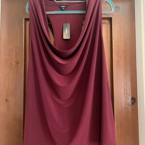 Express Burgundy Draped Cowl Neck Racerback Tank